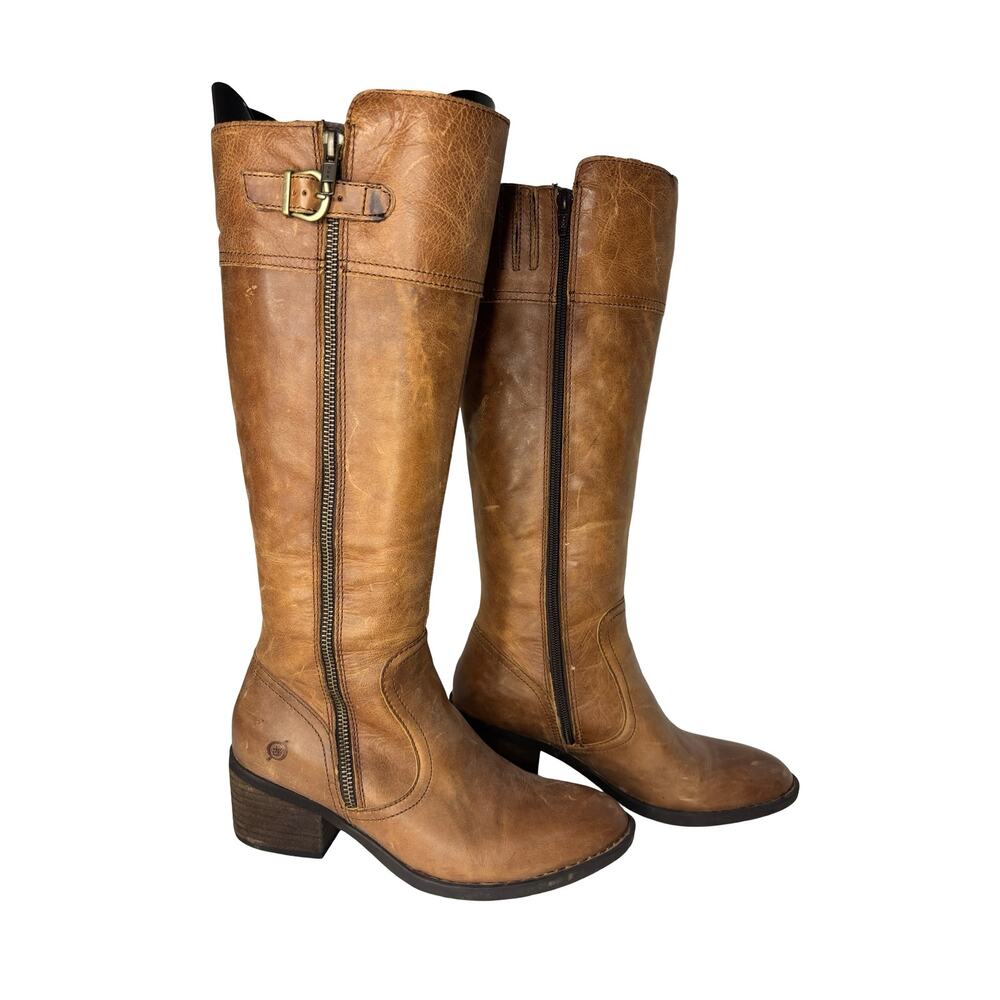 Born Fannar Brown Leather Knee High Riding Boots Size 6.5 - Picture 6 of 6